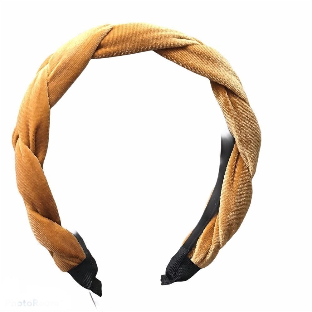 Gold Velvet Braided Twist Headband